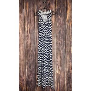 Lilly Pulitzer Womens Emma Cotton Maxi Dress Sleeveless Navy Blue Chevron Print